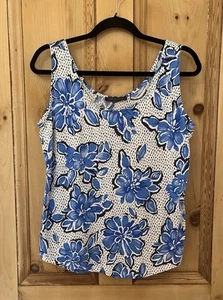 Gilet M&S blu CAMI top senza maniche floreale taglia 16 stampa estate spiaggia - Foto 1 di 4