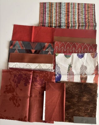 12+ MIXED LOT UPHOLSTERY/DRPERY Rust Orange  Colors  Fabric Samples Velvet LUX - Image 1 of 4