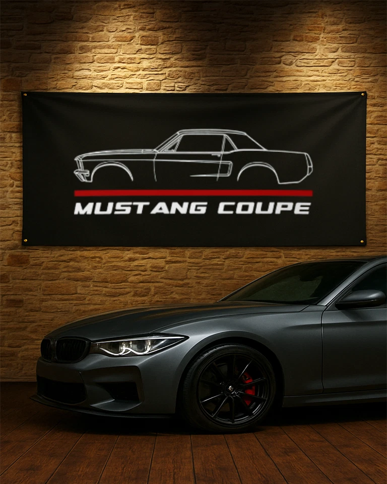 Decorative Banner Ford Mustang Coupe 1968 Car Enthusiast Birthday Gift - Image 1 of 1