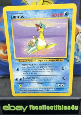 Lapras Pokémon Card - 25/62 Non Holo Rare Fossil Set 1999 WOTC Vintage F/S - Image 1 of 2