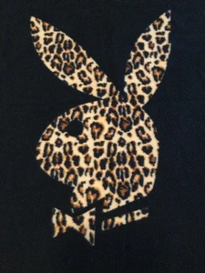 Vintage 2002 Black Playboy Throw Blanket Reversible Leopard Print Bunny 57X 46” - Picture 1 of 6