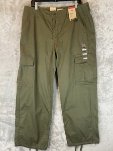 Levis 94 Baggy Cargos Pants Mens 32x30 Green Adjustable Hem Utility Pockets - Picture 1 of 10