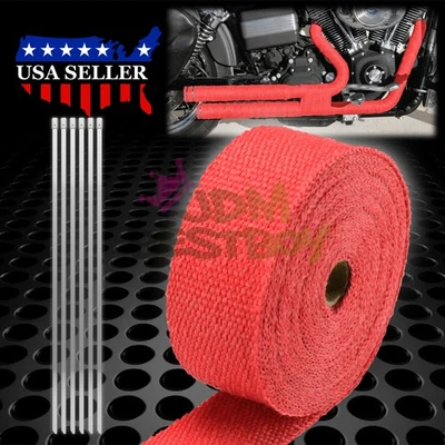 Tubo de escape rojo cabezal aislamiento térmico envoltura térmica 2" x 50' moto coche Foto 1 de 4