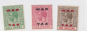 BAHAMAS #MR11-13 hinged overprinted WAR TAX - Picture 1 of 3