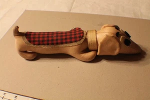 Animal Dachshund de cuero de peluche vintage - Imagen 1 de 6