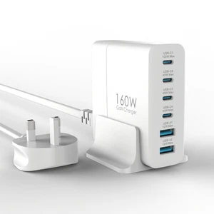 Estación de Carga USB C 160W, Cargador GaN USB C de Escritorio de 6 Puertos, Hub Alimentado por USB 1 - Imagen 1 de 6