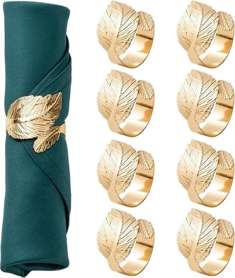 Juego de 8 servilleteros hoja de oro, material metálico Foto 1 de 4