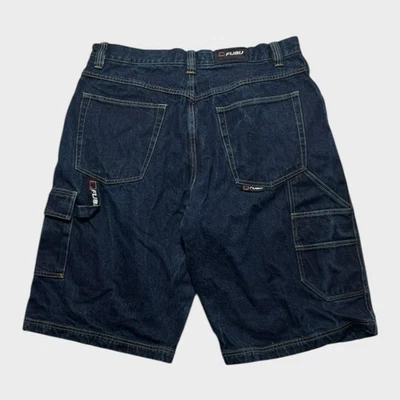 Vintage FUBU Men's Navy Blue Carpenter Shorts Size 40 Waist Denim Jorts  - Image 1 of 4