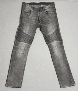 H&M Divided Jeans Herren Gr. 32 Faded Gray Skinny Moto Biker Ribbed Button Fly EC - Bild 1 von 13