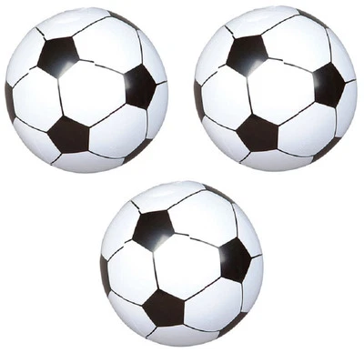 Paquete de 3 PELOTAS DE FÚTBOL INFLABLES 18" Cumpleaños Copa Mundial Equipo Piscina Juguete Foto 1 de 3