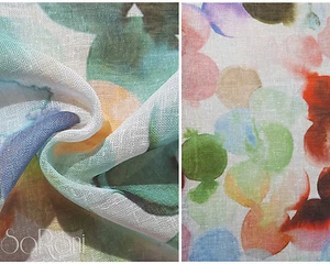 Tela Acquerello Tipo Lino Burbujas Colorido Decoración Cortinas Tapicería Sarani - Imagen 1 de 3