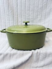 Vintage Olive & Thyme 5qt. cast Iron  Green Enameled Dutch roasting pot with Lid