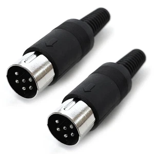 2x wtyczka DIN 6-pinowa czarna okrągła audio gramofon c64 głośnik dioda wtyczka - Zdjęcie 1 z 3