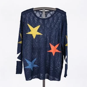 Davi & Dani Colorful Open-Knit Sweater Women's Size 2XL Beachy Colorful Stars - Picture 1 of 6