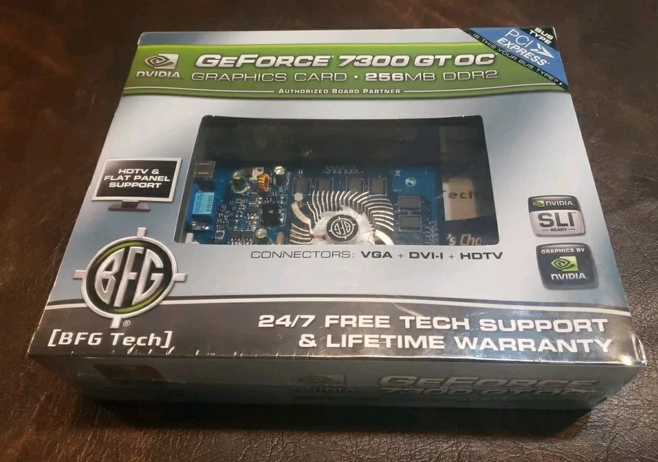 BFG NVIDIA GEFORCE 7300 GT OC Graphics Cars 256mb DDR2 PCI VGA DVI-I HDTV New - Image 1 of 4