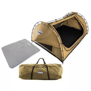 Kings Big Daddy Deluxe Double Swag + Canvas Bag + Self Inflating 100mm Mattress - Picture 1 of 12