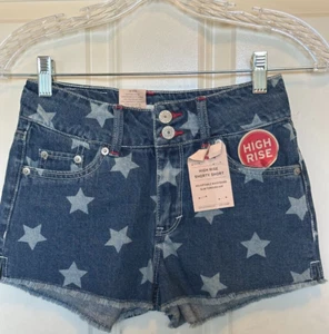Neu mit Etikett Mädchen Levis jeansblau kurz hohe Leibhöhe kurz verstellbare Taille Größe 12 Sterne - Bild 1 von 7