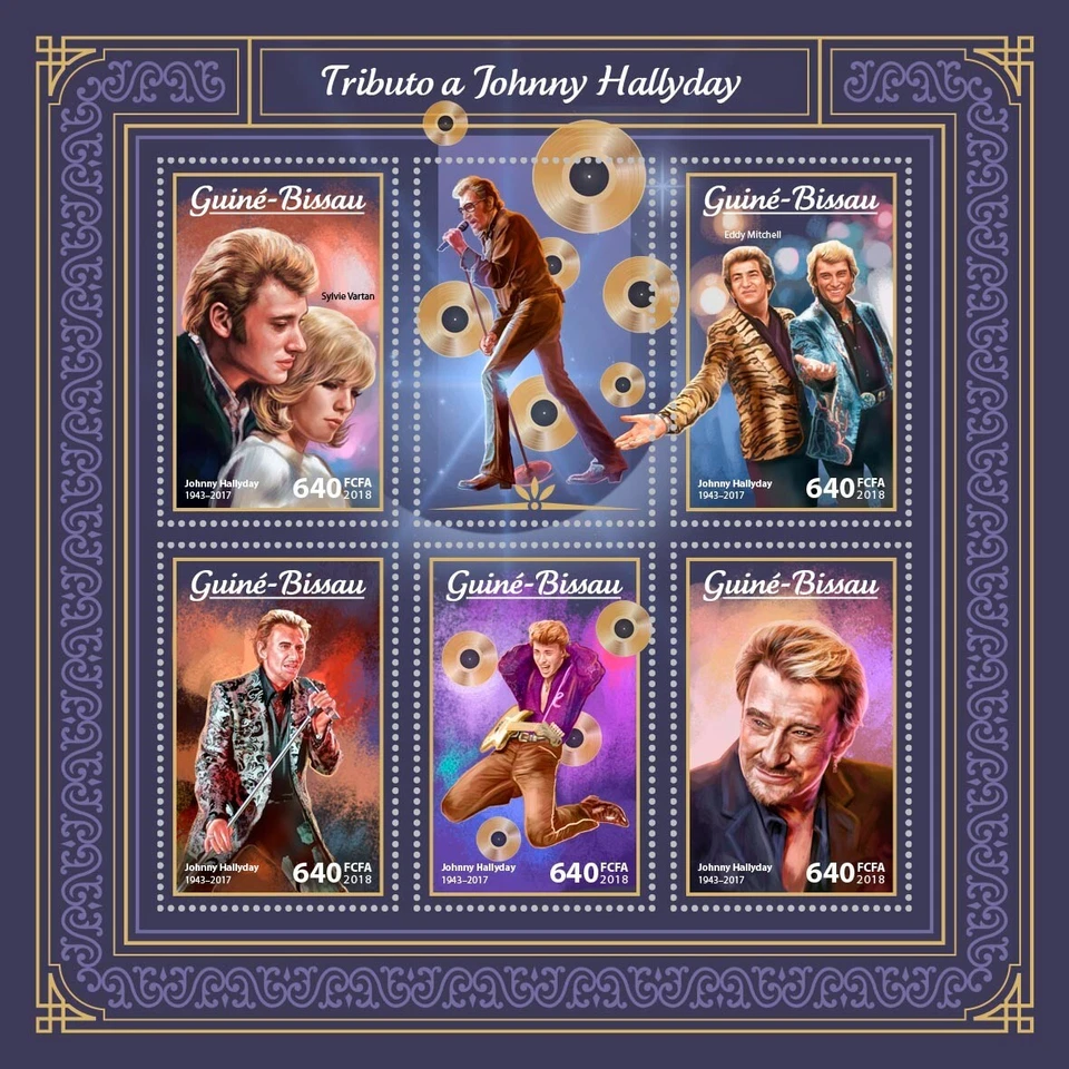 Estampillas Johnny Hallyday MNH 2018 Guinea-Bissau M/S Foto 1 de 1
