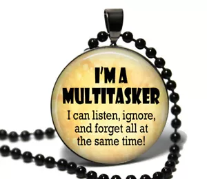 Collar colgante de vidrio multitarea I'm A hecho a mano cita humorística regalo - Imagen 1 de 2
