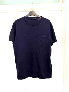 T-shirt girocollo uomo PRADA logo navy tasca taglia M £295 100% autentica - Foto 1 di 7