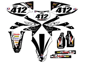 2005-2007 CRF 450 X 13 FLY Black Senge Graphics Kit Compatible with Honda - Foto 1 di 10