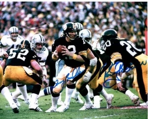 TERRY BRADSHAW & ROCKY BLEIER Signed 8x10 NFL PITTSBURGH STEELERS Photo - Imagen 1 de 1