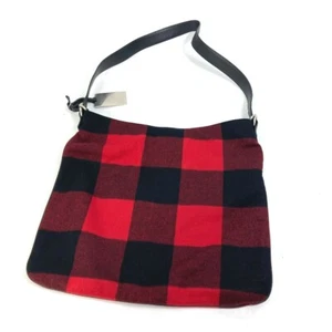 CELINE check Crossbody Shoulder Bag cotton / Leather Red/Black - Foto 1 di 9