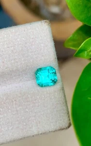 Piedras preciosas sueltas corte Asscher azul neón turmalina natural paraiba certificada de 9 quilates - Imagen 1 de 6