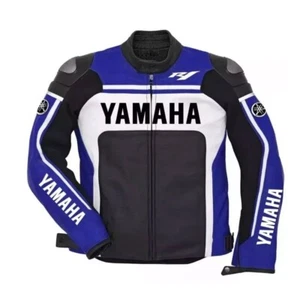 Yamaha Racing Leather Jacket for Men Motorcycle Biker Gear CE Armored Replica - Picture 1 of 7