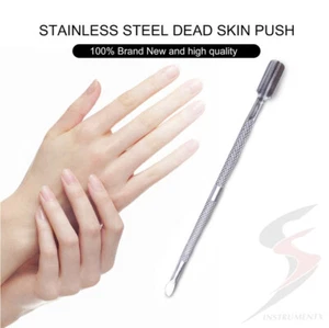 Strumento rimozione manicure spacciatore cuticole pelle nail art raschietto doppio lato inox - Foto 1 di 10
