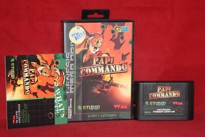 Papi Commando (Sega Genesis, 2016) Authentic Game Cartridge, CIB Complete - Image 1 of 4