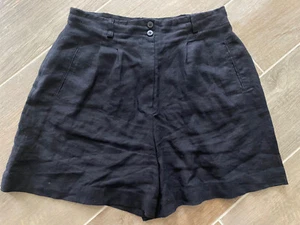 Ann Taylor 100% Linen Black Shorts Size 14 with Zip Close, 2 Pocket Front/1 Back - Picture 1 of 4