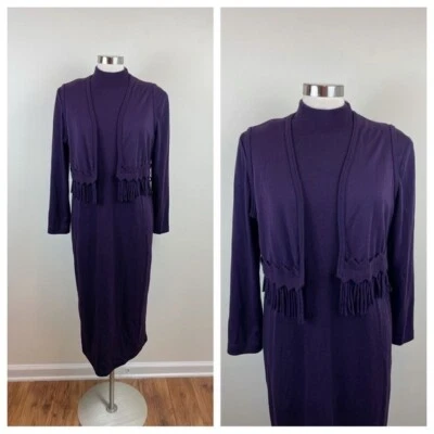 Sag Harbor твердого баклажана фиолетовый длинным рукавом платье с жилет женщин средний - Изображение 1 из 4