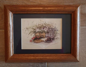 GBOT Tulpen und Teekanne Pat Richter gerahmt Kunstdruck Korb Teetasse Vintage - Bild 1 von 6