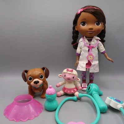 Disney Doc McStuffin Doll Lambie & Findo Dog  Poseable Doll Lot w Vet Accessory - Image 1 of 4