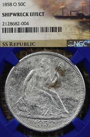 1858-O 50C NCG SS Republic Shipwreck Effect Seated Liberty Half Dollar 004 Cover