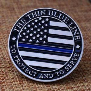 10 PIEZAS Monedas Desafío Moneda Aplicación de la Ley Delgada Línea Azul Policías Bandera - Imagen 1 de 7
