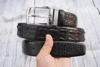 Cinturón para hombre negro genuino piel de cuero de cocodrilo con cuerno W 1,3" #B60 Foto 1 de 4