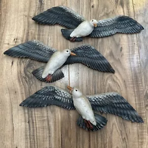 Vintage Seagulls Wall Sculptures Art Hangings Set of 3 Ceramic Resin MSR Imports - Picture 1 of 10