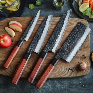 Custom Handmade Carbon 4 PCS Steel Japanese Cooking Chef Kitchen Knives Set Ja