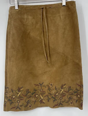 Express Women's Brown Genuine Leather Skirt Sz 1/2 - Image 1 of 4