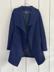 Dawn Levy Damen Adelaide Boucle Wool Pea Coat S Navy Druckknopf Minimalistisch - Bild 1 von 11