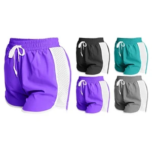 3-Piece Women's Active Flexible Workout Gym Chic Mesh Patchwork Detailing Shorts - Picture 1 of 14
