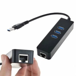 3-Ports USB 3.0 Gigabit Ethernet Port RJ45 Wired Network Adapter Hub to 1000Mbps - Picture 1 of 2