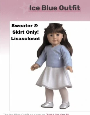 ¡Conocido! ¡Solo suéter y falda! American Girl 2001 traje azul hielo envoltura azul pálido Foto 1 de 4