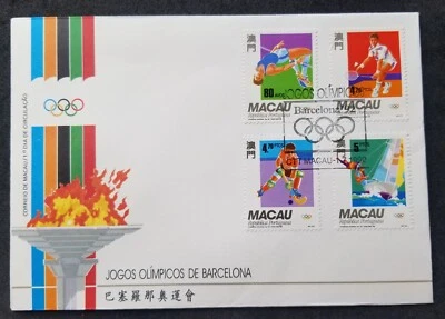 *ENVÍO GRATUITO Macao Barcelona Juegos Olímpicos 1992 Deporte Hockey Bádminton (sello FDC) Foto 1 de 4