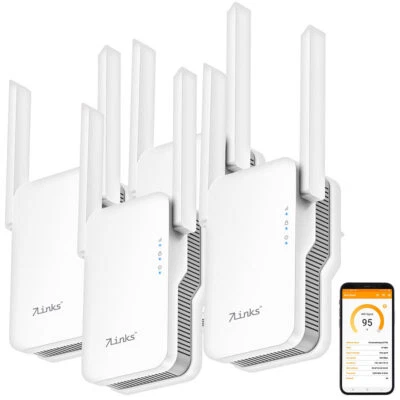 7links 4er-Set WiFi-6-Dualband-Repeater, bis 3.000MBit/s, WLAN-Mesh, LAN-Port