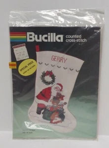 BUCILLA COUNTED CROSS STITCH CHRISTMAS STOCKING KIT SANTA'S TOY BAG 82260 - Picture 1 of 2