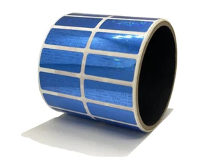 Adesivo sigillo etichetta di sicurezza olografico blu brillante manomissione evidente 1,5" x 0,6" - Foto 1 di 1