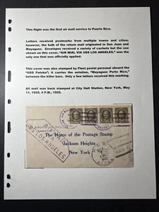 1925 USS Los Angeles Zeppelin Airship Puerto Rico Cover Mayaguez to NY USA - Picture 1 of 3